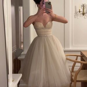 House of CB Cream Strapless Tulle Dress